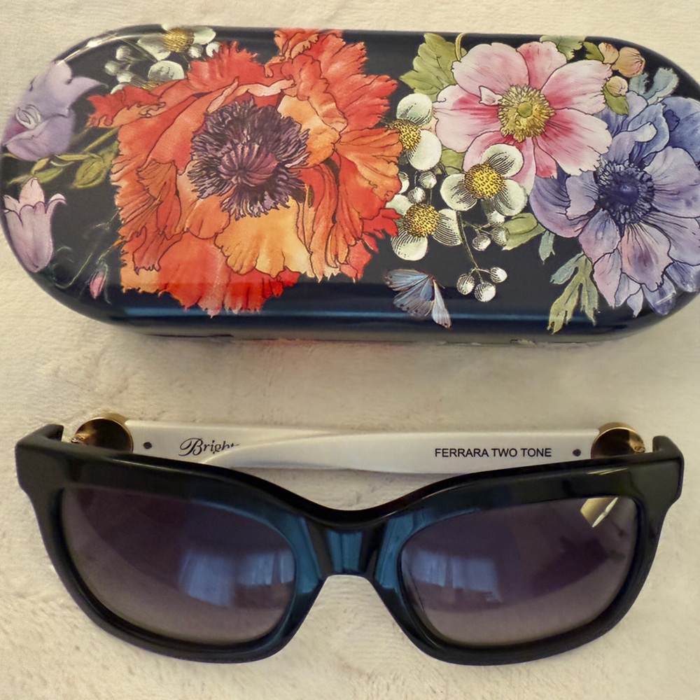 Brighton Black and White Sunglasses with Floral Case